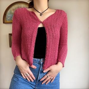 cropped pink cardigan